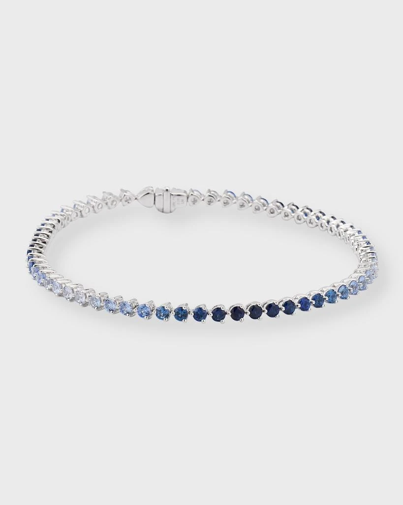 Lisa Nik Rainbow 18K White Gold Ombré Blue Sapphire Tennis Bracelet