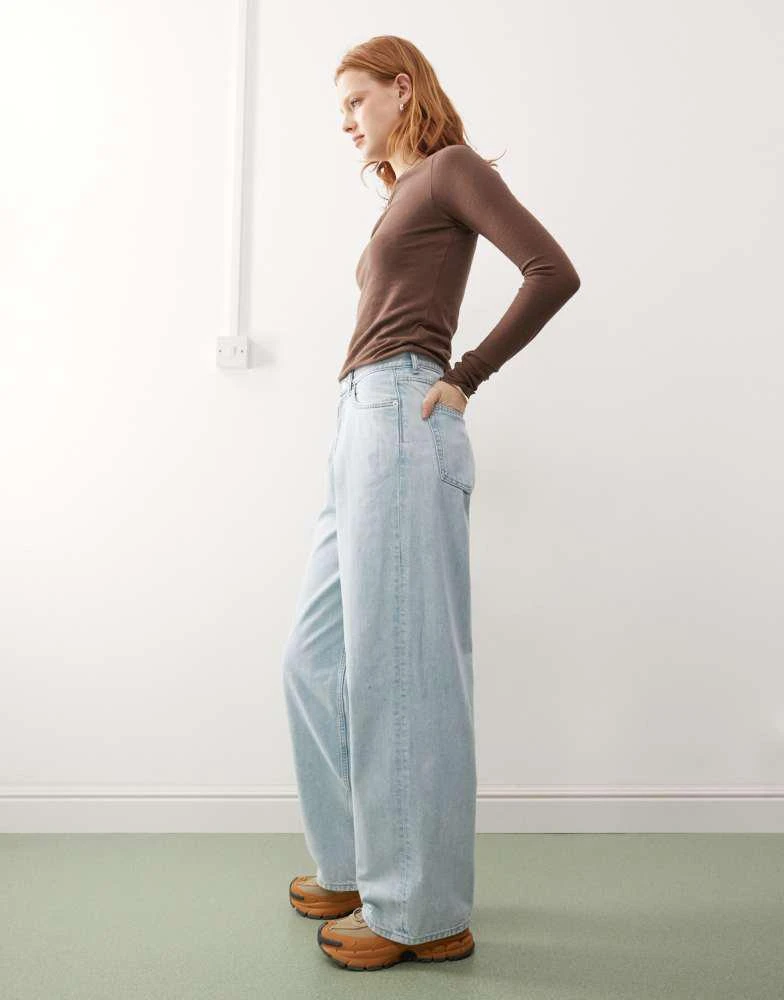 Weekday Weekday Astro unisex low rise baggy jeans in light blue 3