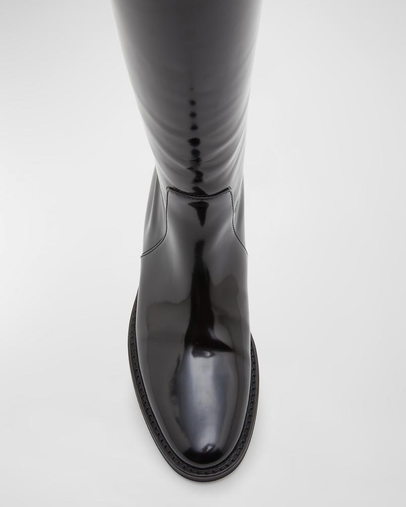 Yves Saint Laurent Hunt Knee-Length Patent Leather Boots - Shoes