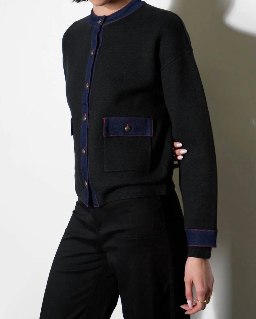 Greylin Lila Denim Detail Jacket In Black 2