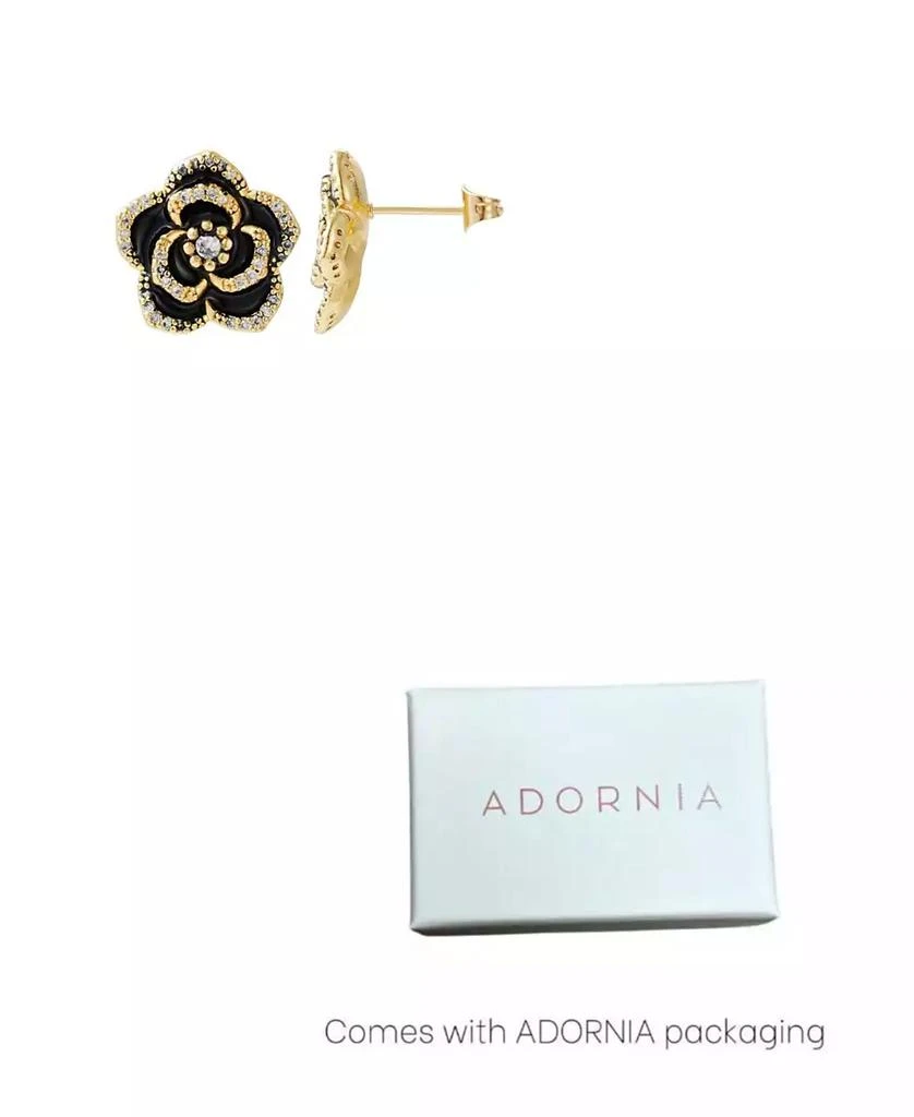 ADORNIA Gold Black CZ Carnelian Earrings 3