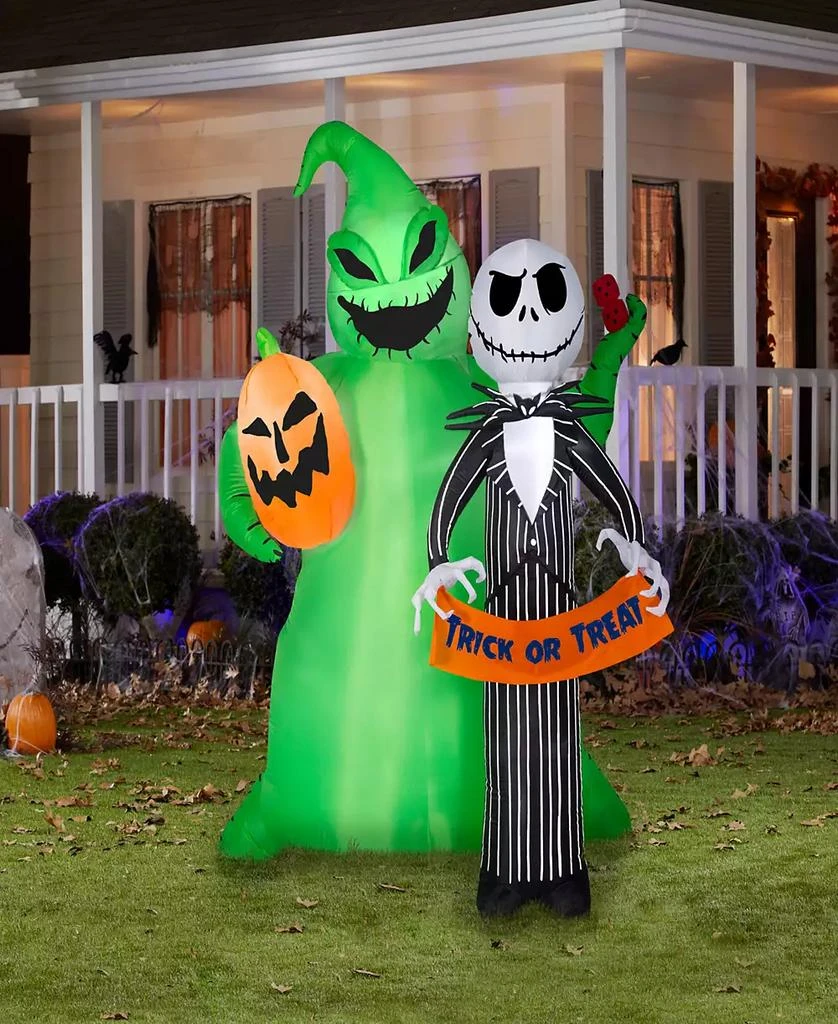 National Tree Company 78" Inflatable Decoration, Green, Jack Skellington and Oogie Boogie, Self Inflating, Plug In, Halloween Collection 2