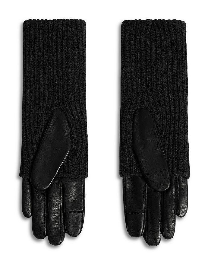 ALL SAINTS Long Knit Cuff Leather Gloves