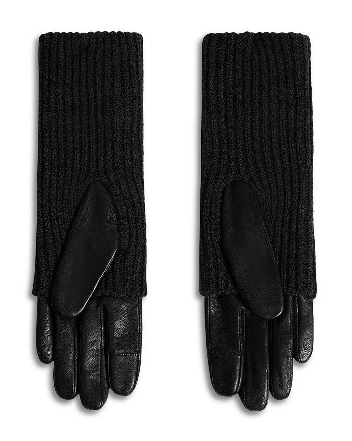 ALL SAINTS Long Knit Cuff Leather Gloves 2