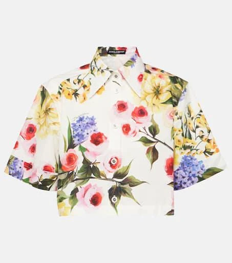 Dolce 
Gabbana Floral cropped cotton poplin shirt 1