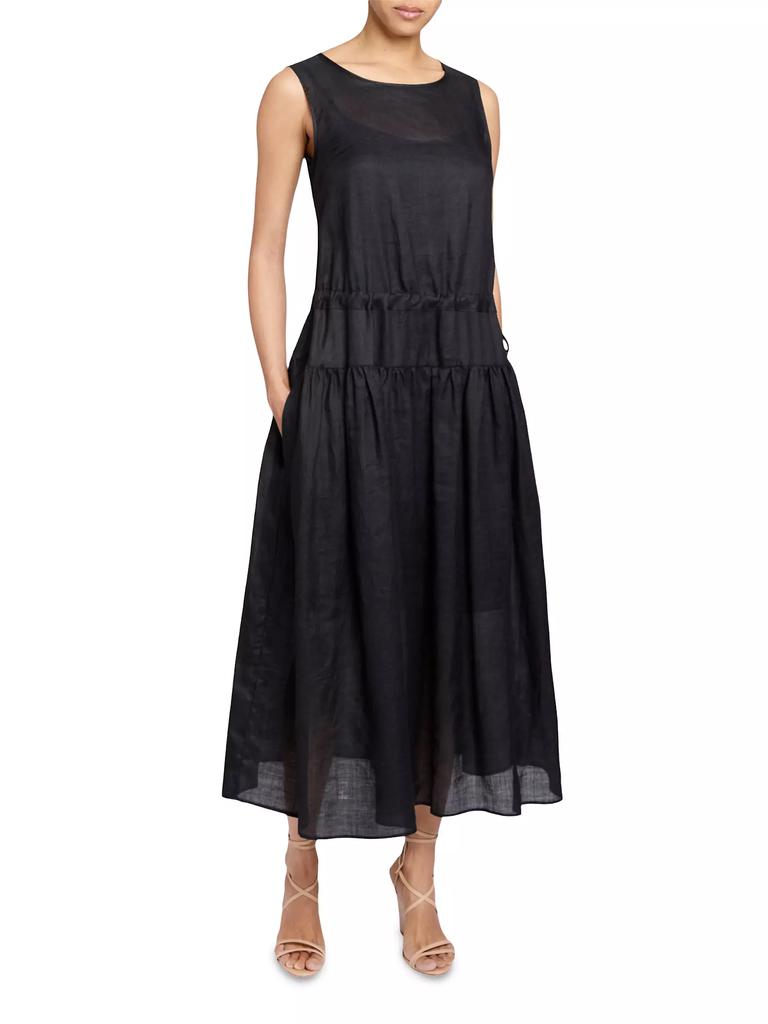Santorelli Dropped-Waist Midi-Dress