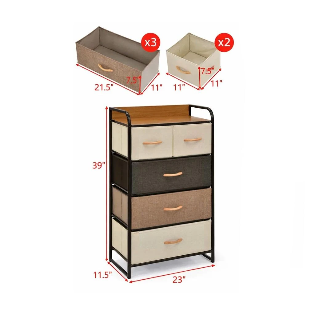 Hivvago Multi-Tier Organizer Tower with Wooden Top and Sturdy Metal Structure 3