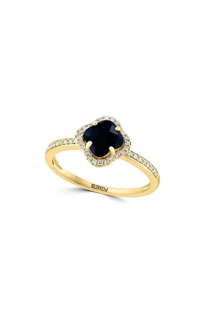 Effy 14K Yellow Gold Diamond Onyx Ring