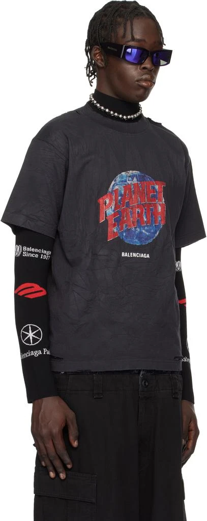 Balenciaga Black 'Planet Earth' Oversized T-shirt 2