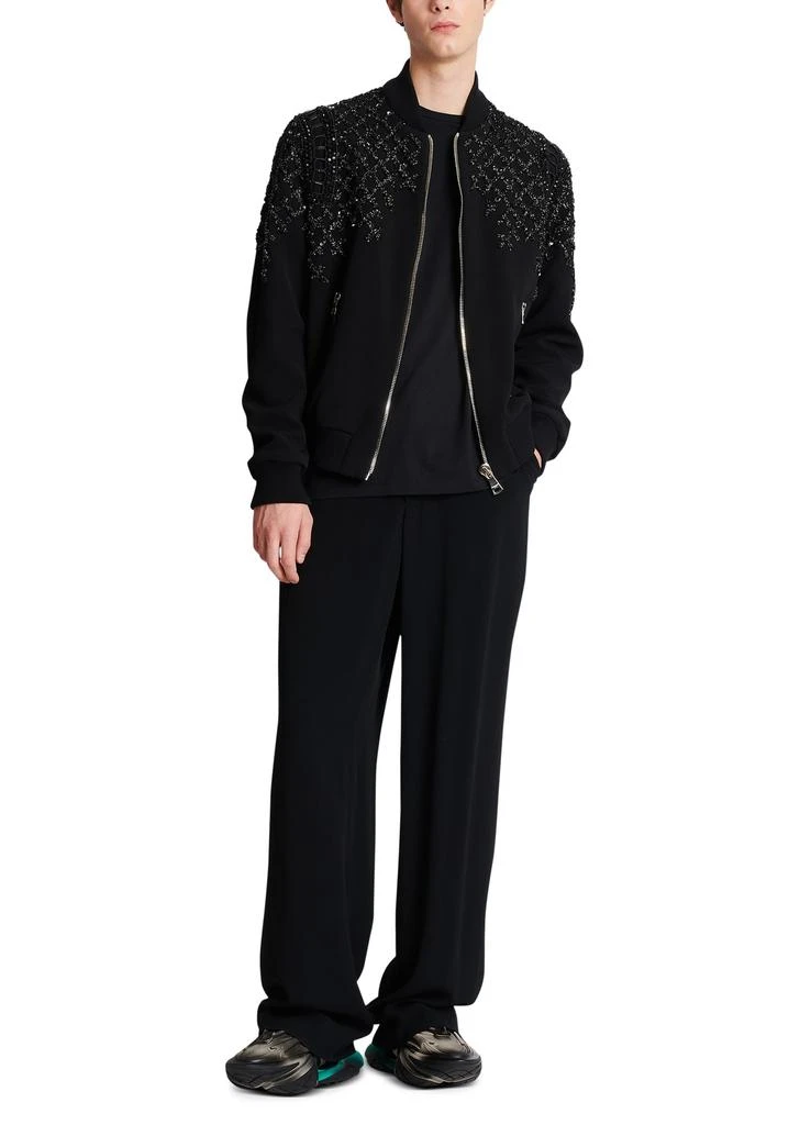 Balmain Embroidered crepe bomber jacket 6