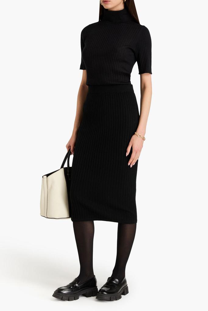 N.PEAL Ribbed cashmere midi skirt