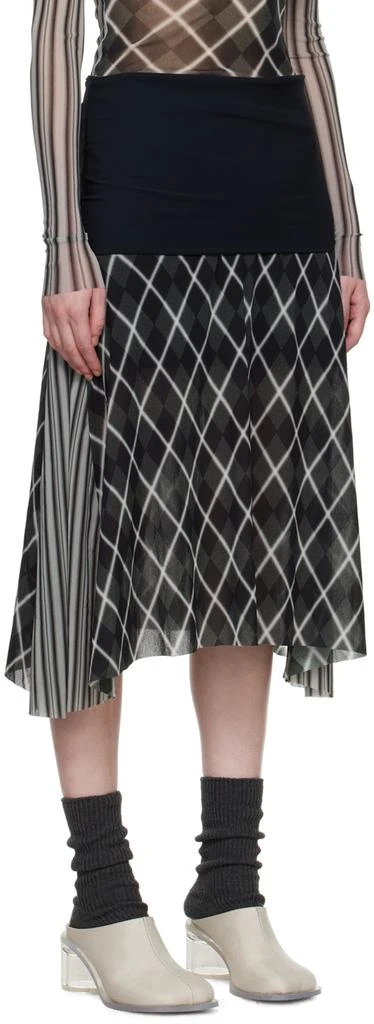 PAULA CANOVAS DEL VAS Black & Gray Polo Mesh Midi Skirt 2