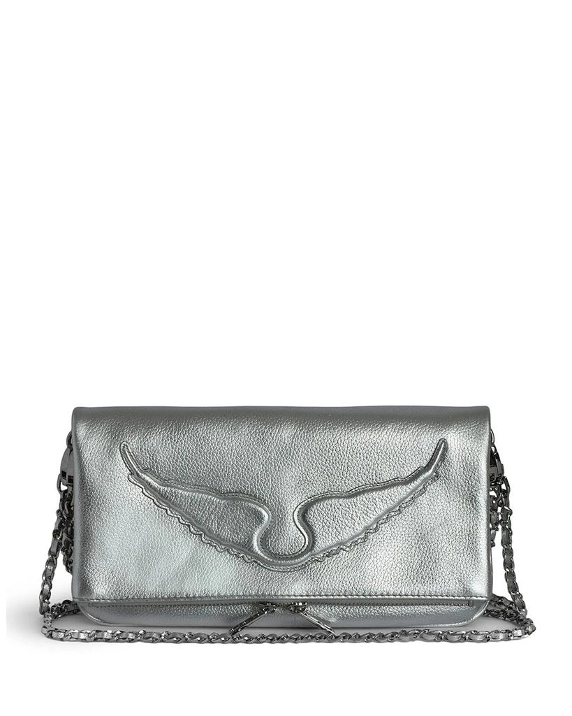 ZADIG & VOLTAIRE Rock Wings Metallic Grained Leather Clutch 1