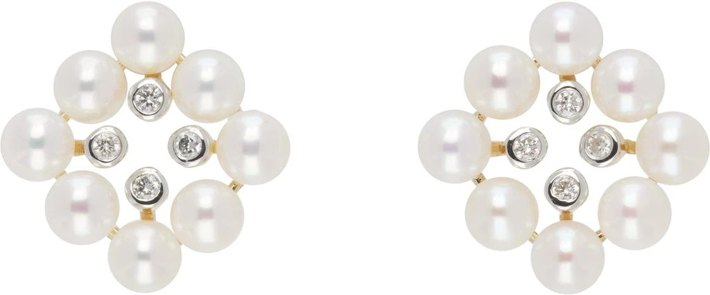 MATEO Gold Pearls & Diamonds Cluster Stud Earrings 1