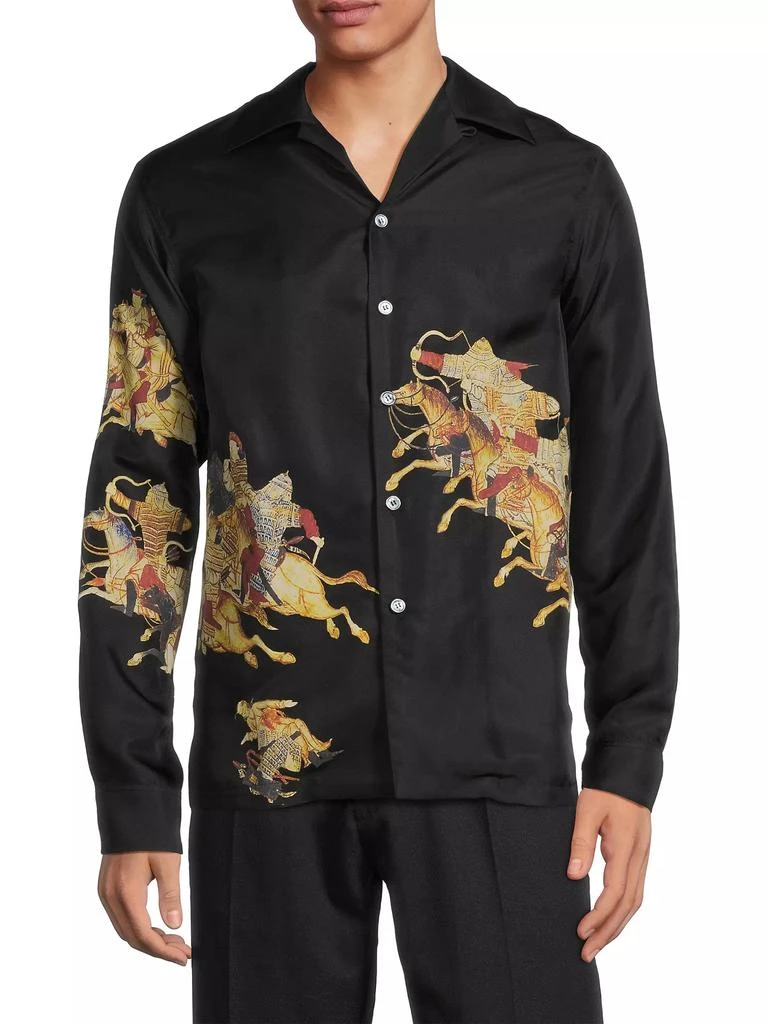 Enfants Riches Déprimés Hun Battle Print Lake Geneva Silk Shirt 3