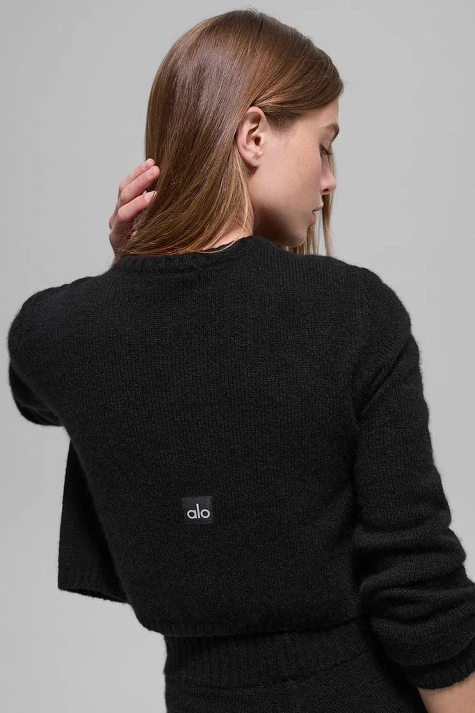 Alo Wool Cashmere New Class Cropped Cardigan - Black 3