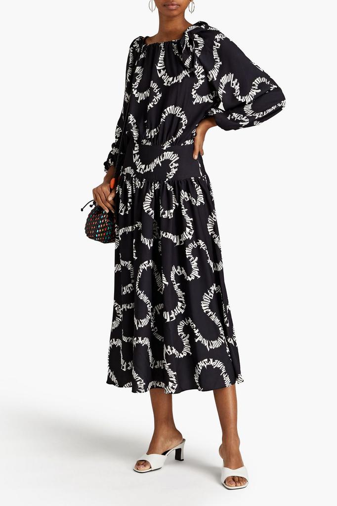 Zimmermann Gathered printed twill midi dress