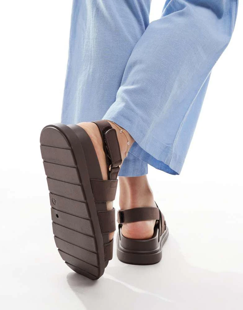 New Look New Look slingback cross strap sandal in brown 2
