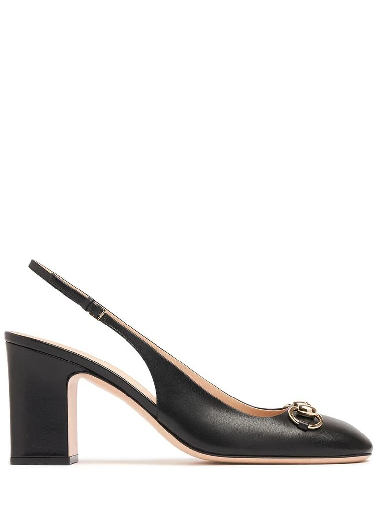 Gucci 75mm Horsebit Leather Slingback Pumps 1