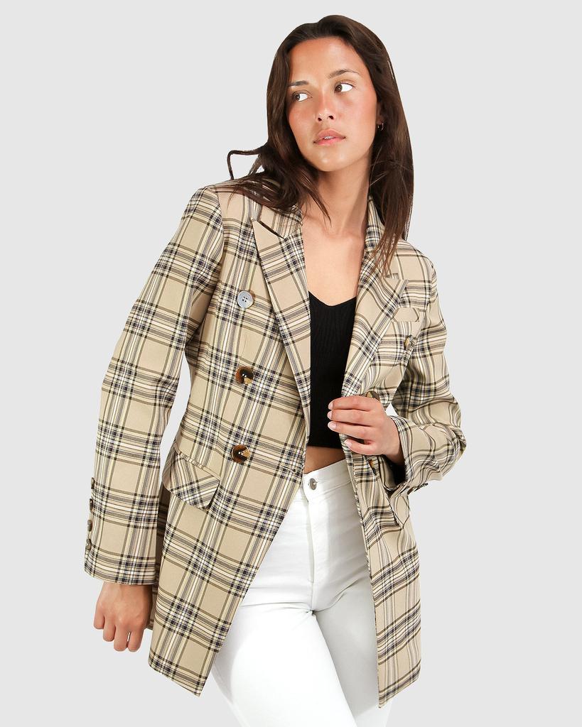 Belle & Bloom Too Cool For Work Plaid Blazer