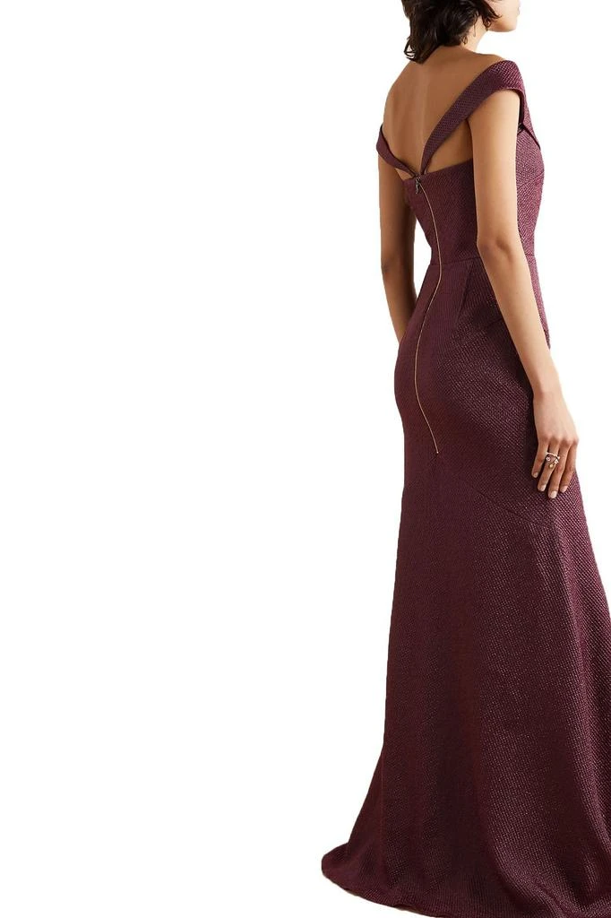 ROLAND MOURET Ray off-the-shoulder metallic piqué gown 3