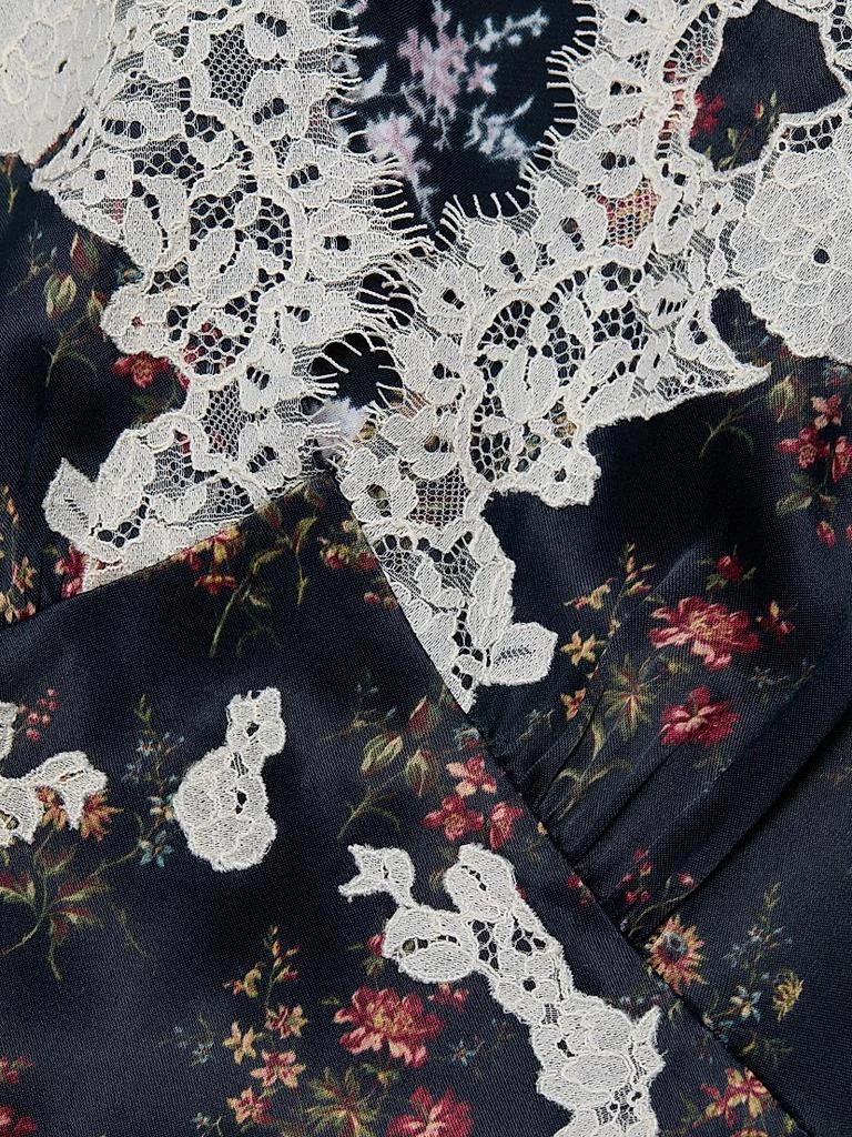 DÔEN Coraline Lace-Trim Floral Satin Midi-Dress 7