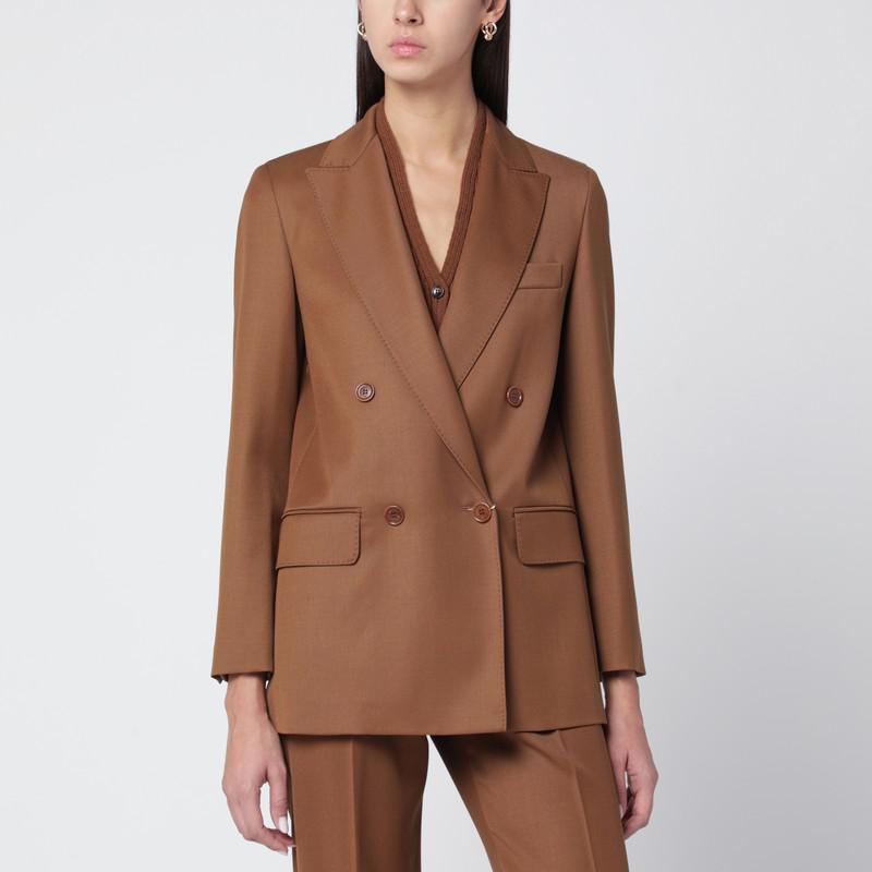 Max Mara Tan double-breasted wool blazer