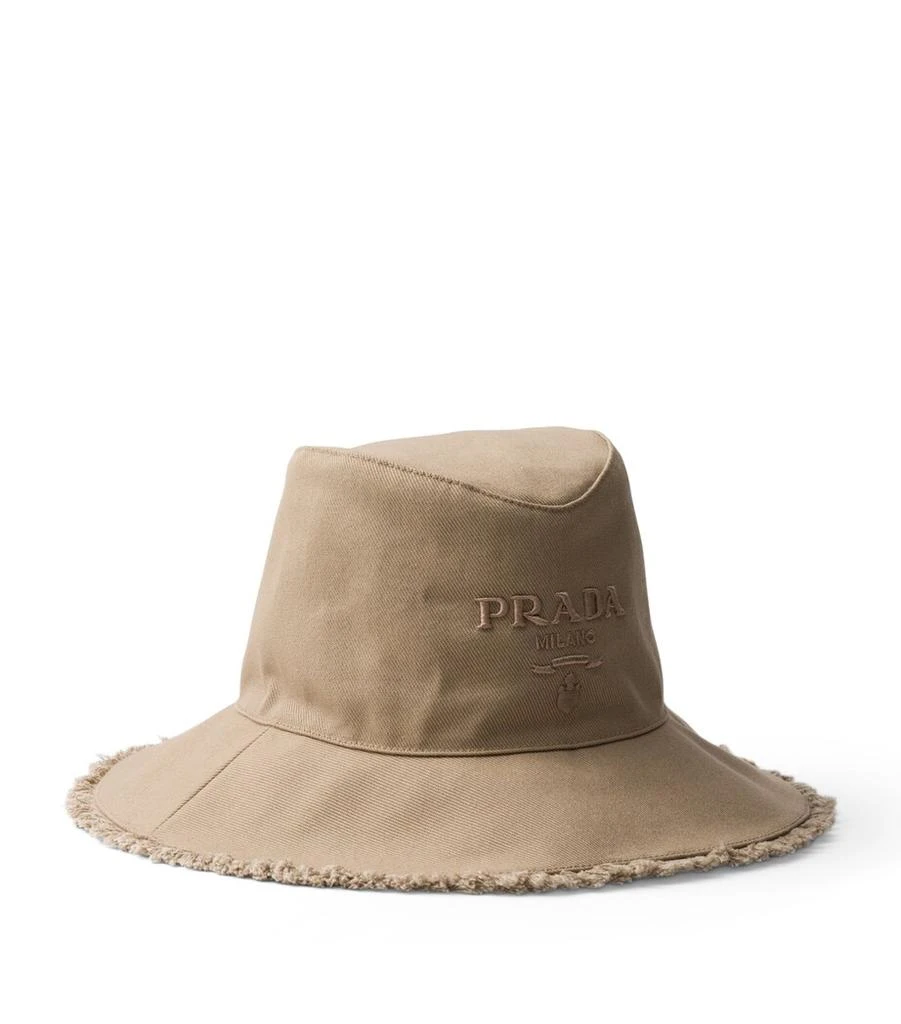 Prada Wide-Brim Drill Bucket Hat 1