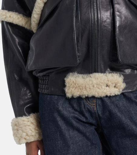Magda Butrym Shearling-trimmed leather bomber jacket 6