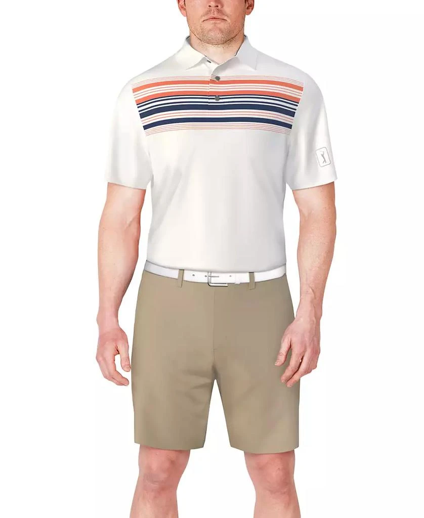 PGA TOUR Men's Short Sleeve Chest Stripe Golf Polo Shirt 3