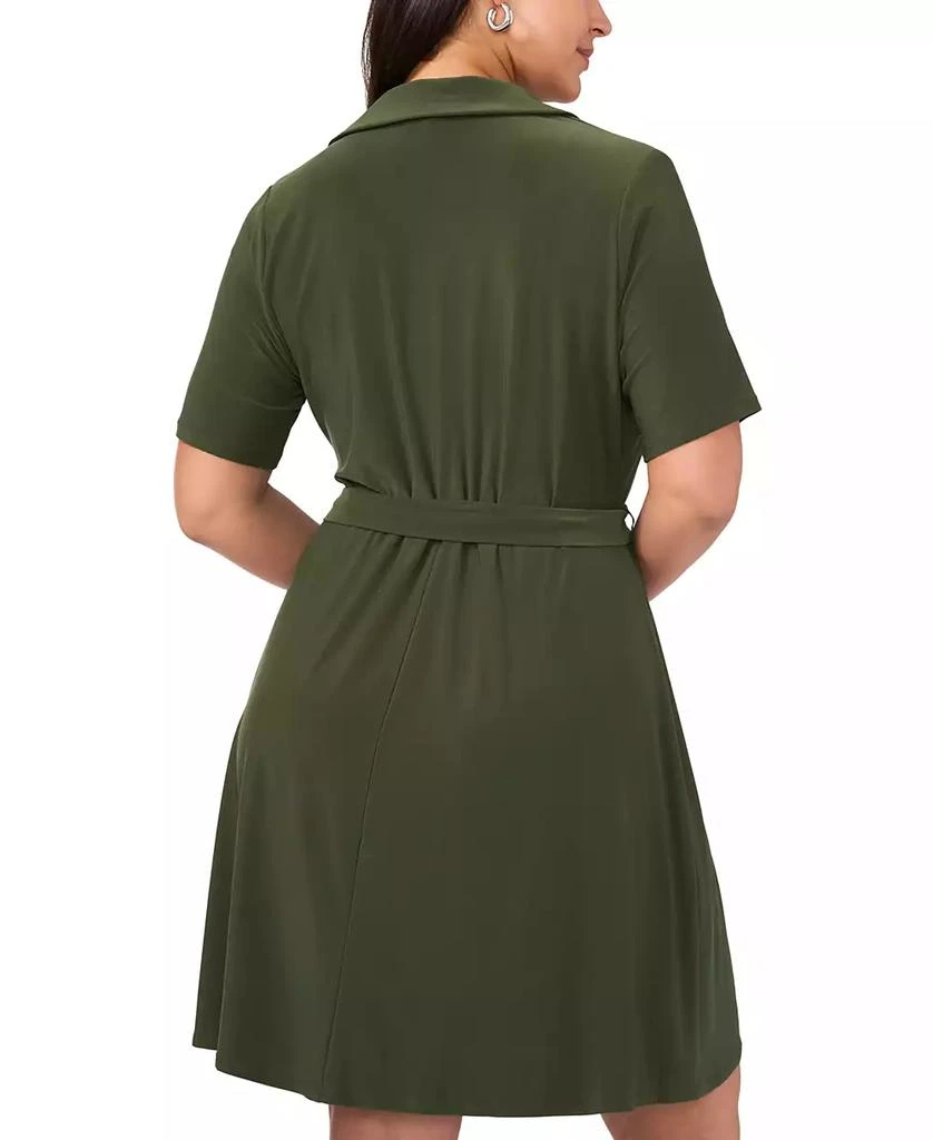 MSK Plus Size Collared-V-Neck Tie-Waist Short-Sleeve Dress 4