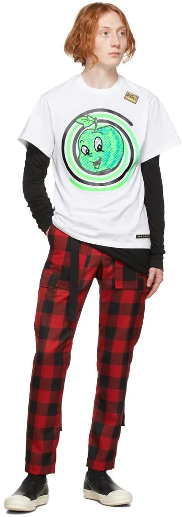 99% IS White Spiral Apple Mesh-Eye T-Shirt 4