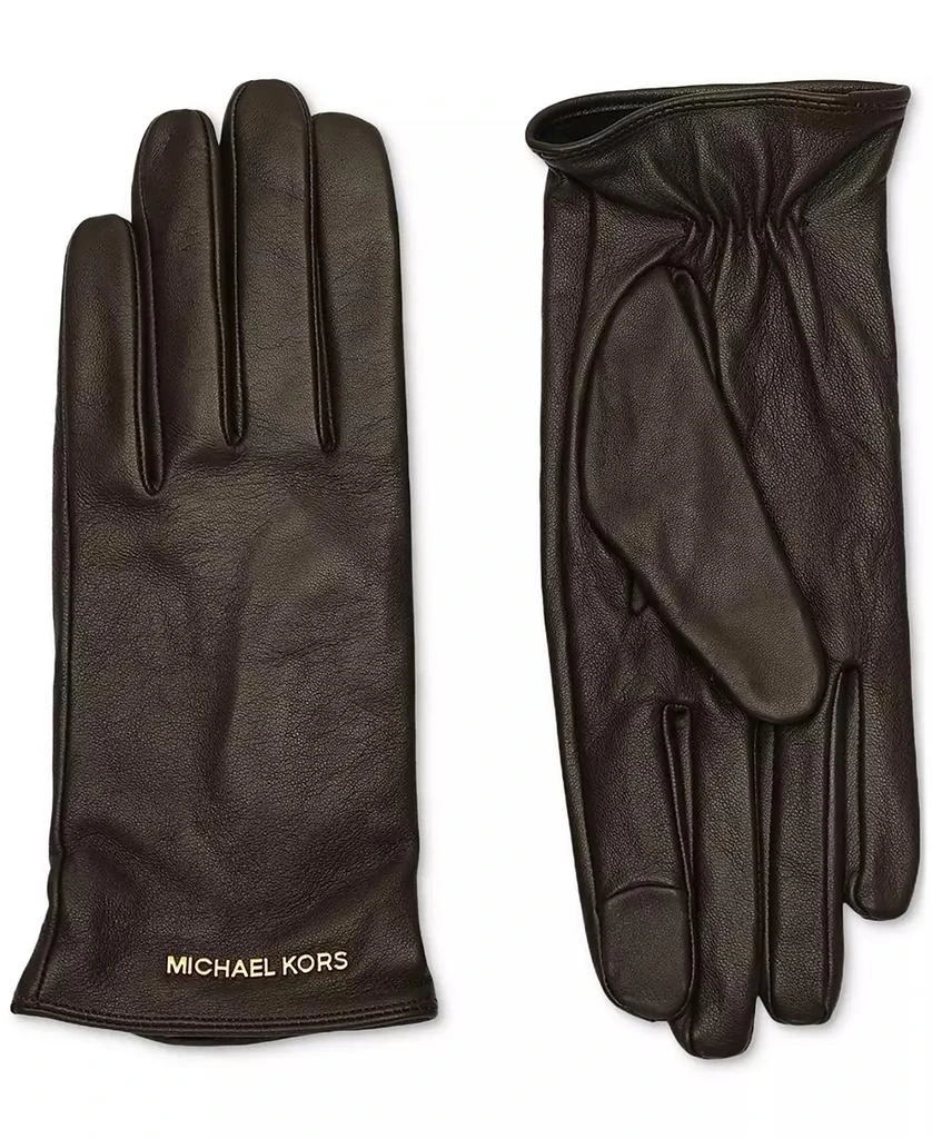 Michael Kors MICHAEL Women's Logo Detail Leather Tech Gloves 3