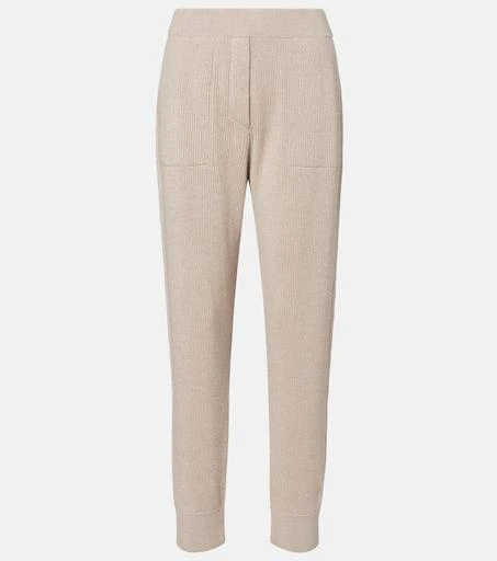 Brunello Cucinelli Ribbed-knit cashmere-blend tapered pants 1