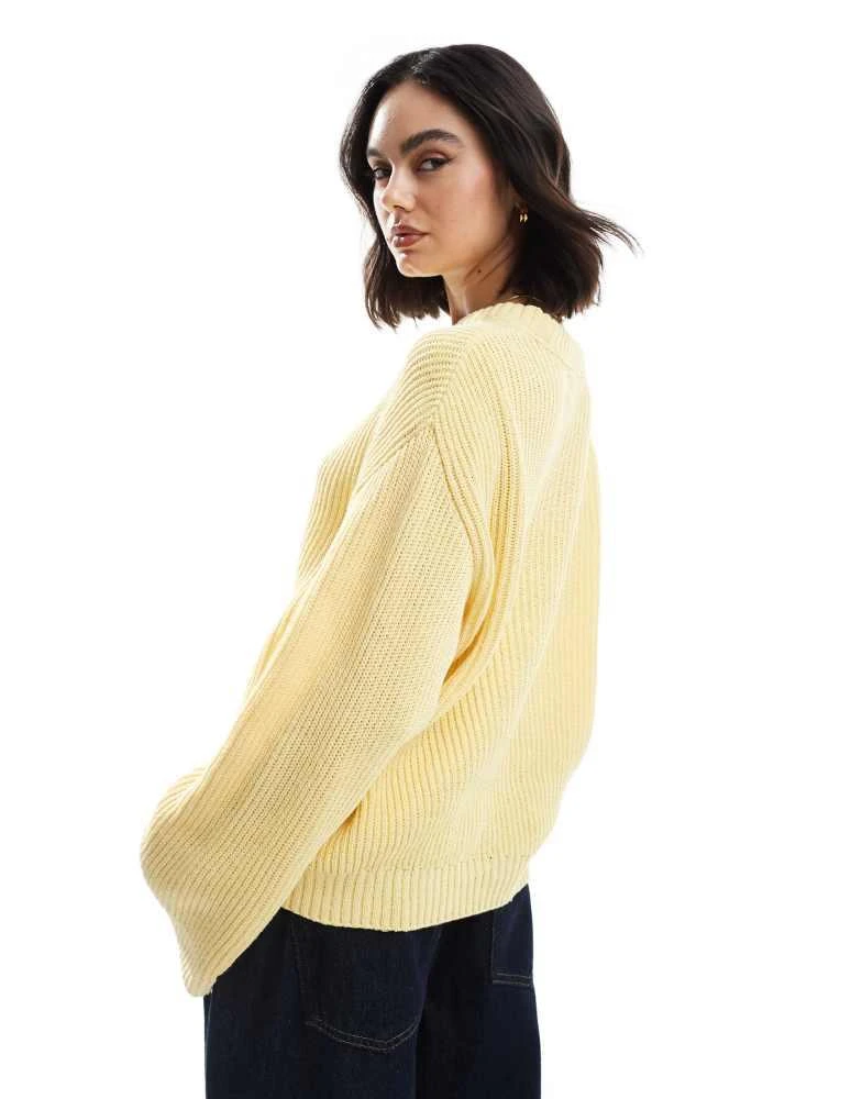 ASOS ASOS DESIGN fisherman knit jumper in buttermilk yellow 3