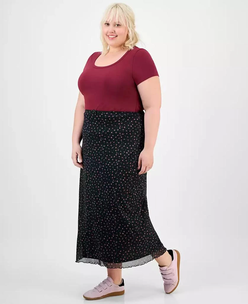 Hippie Rose Trendy Plus Size Pull-On Mesh Midi Skirt 2