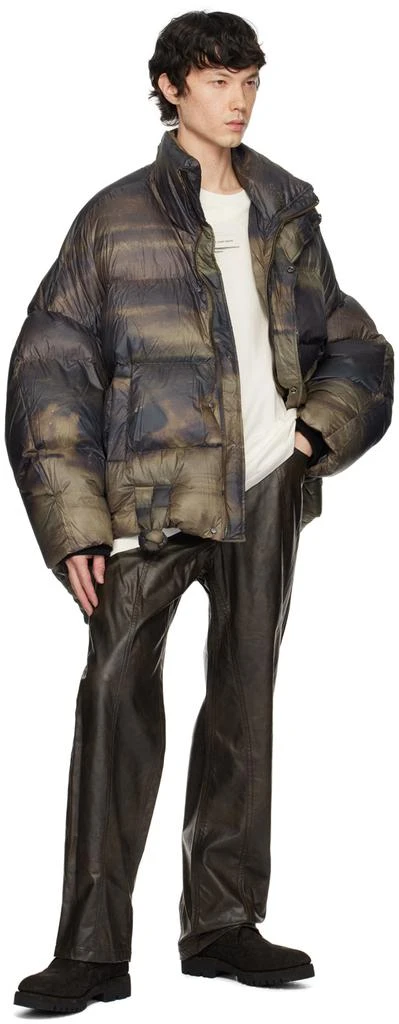 Feng Chen Wang Brown & Green Pankou Knot Down Jacket 4