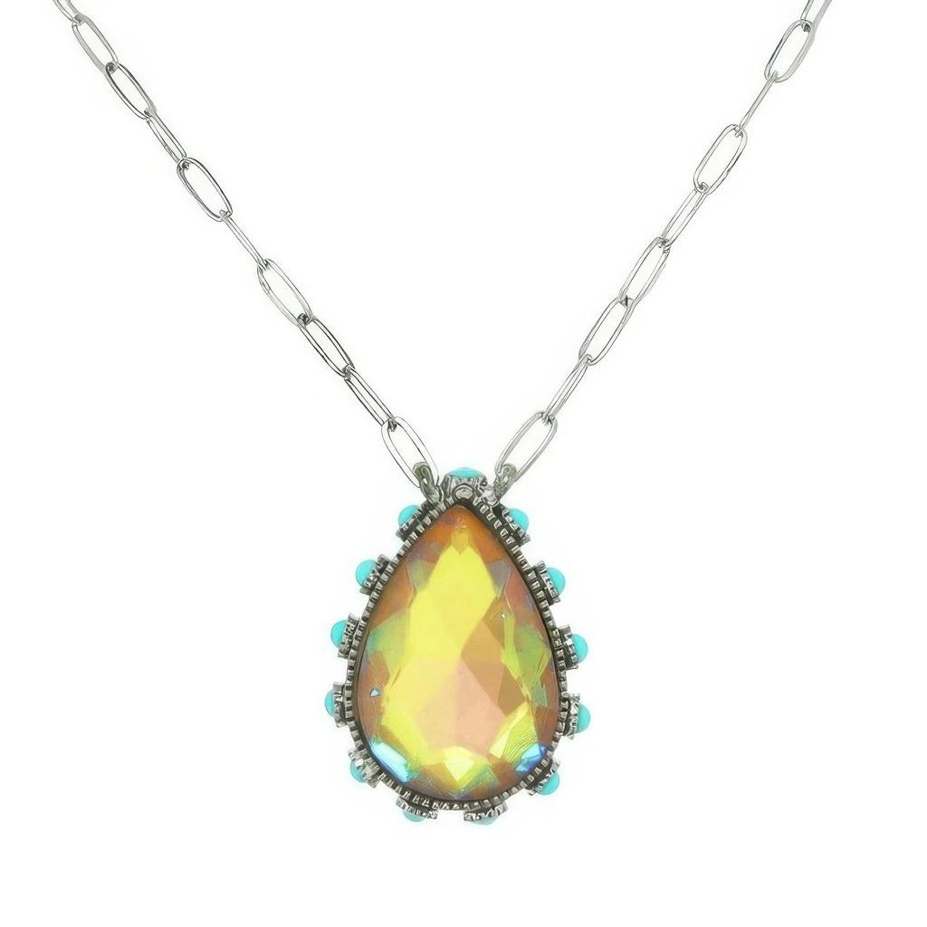 TRUEDAMES Western Teardrop Cut Gemstone Turquoise Necklace 3