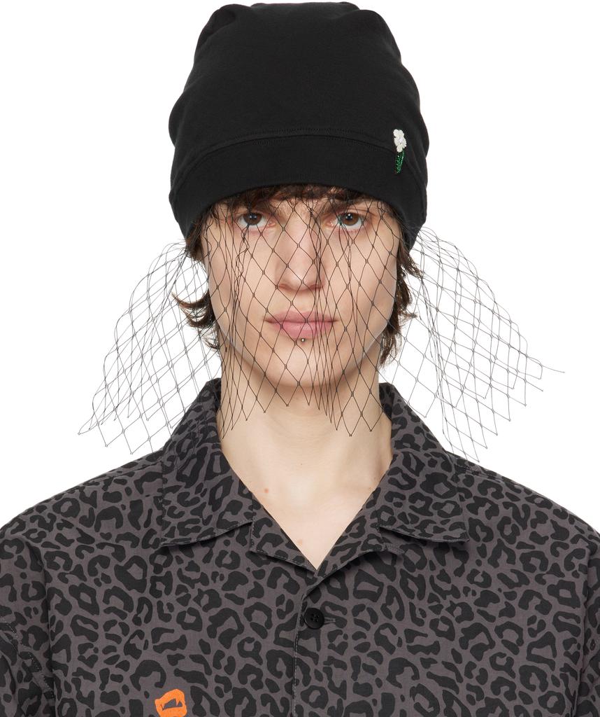 UNDERCOVER Black Beaded Appliqué Beanie