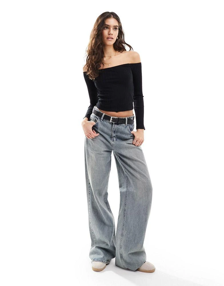 Miss Selfridge Miss Selfridge rib bardot top 2 pack in white and black 2