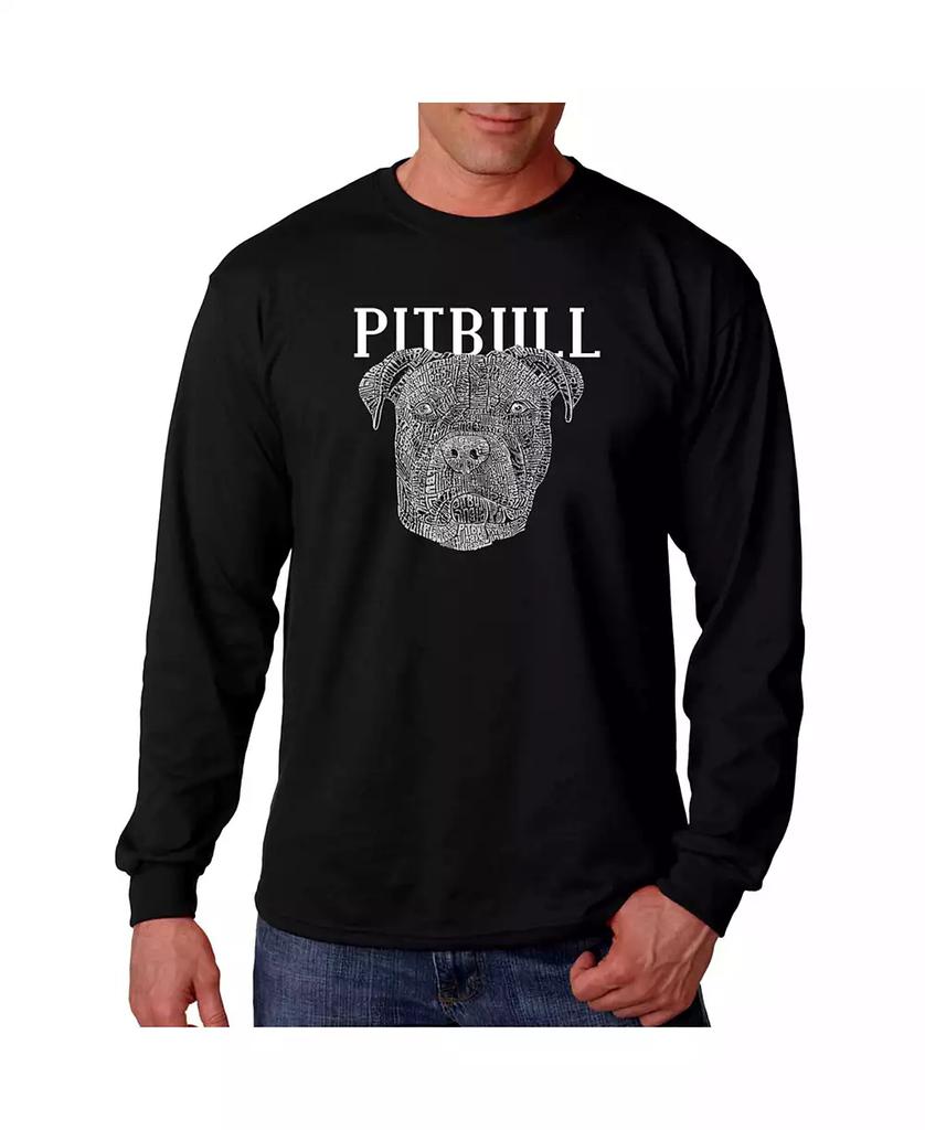 LA Pop Art Men's Word Art - Pitbull Face Long Sleeve T-Shirt