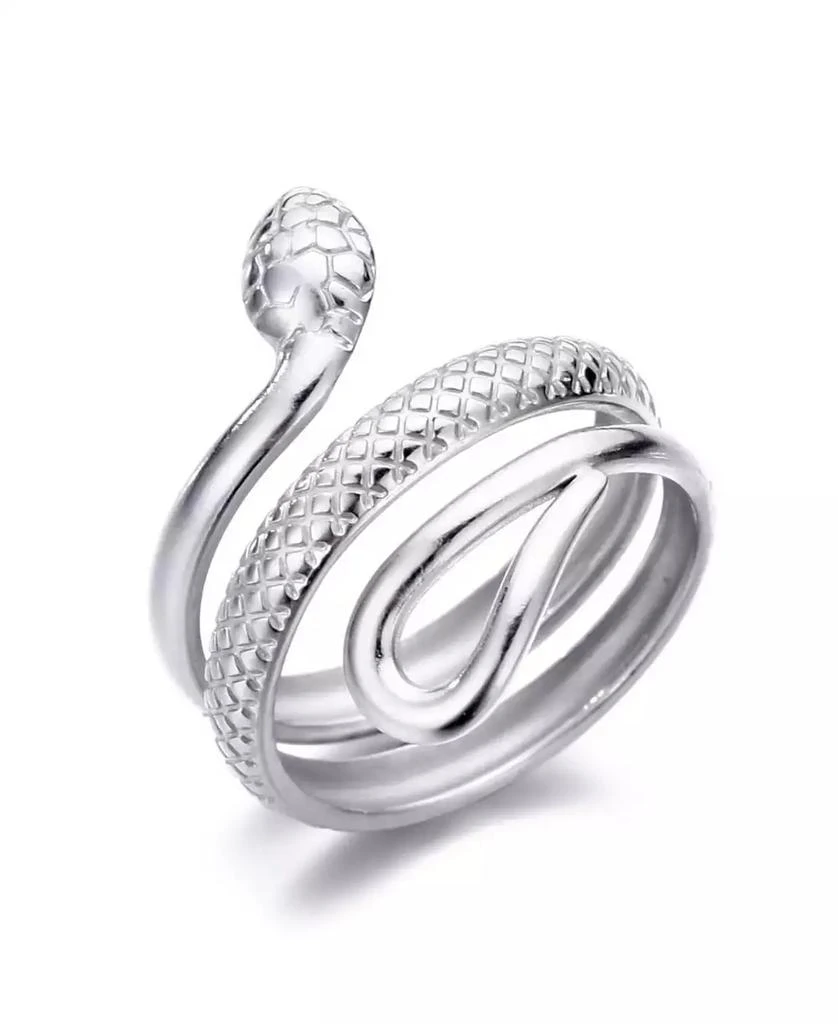 ADORNIA Tarnish Resistant Silver Curvy Snake Ring 3