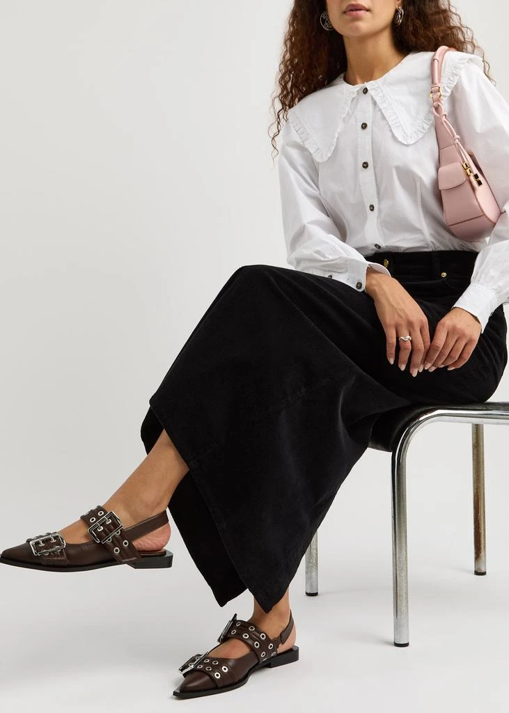 Ganni Buckle Ballerina faux leather slingback flats 5