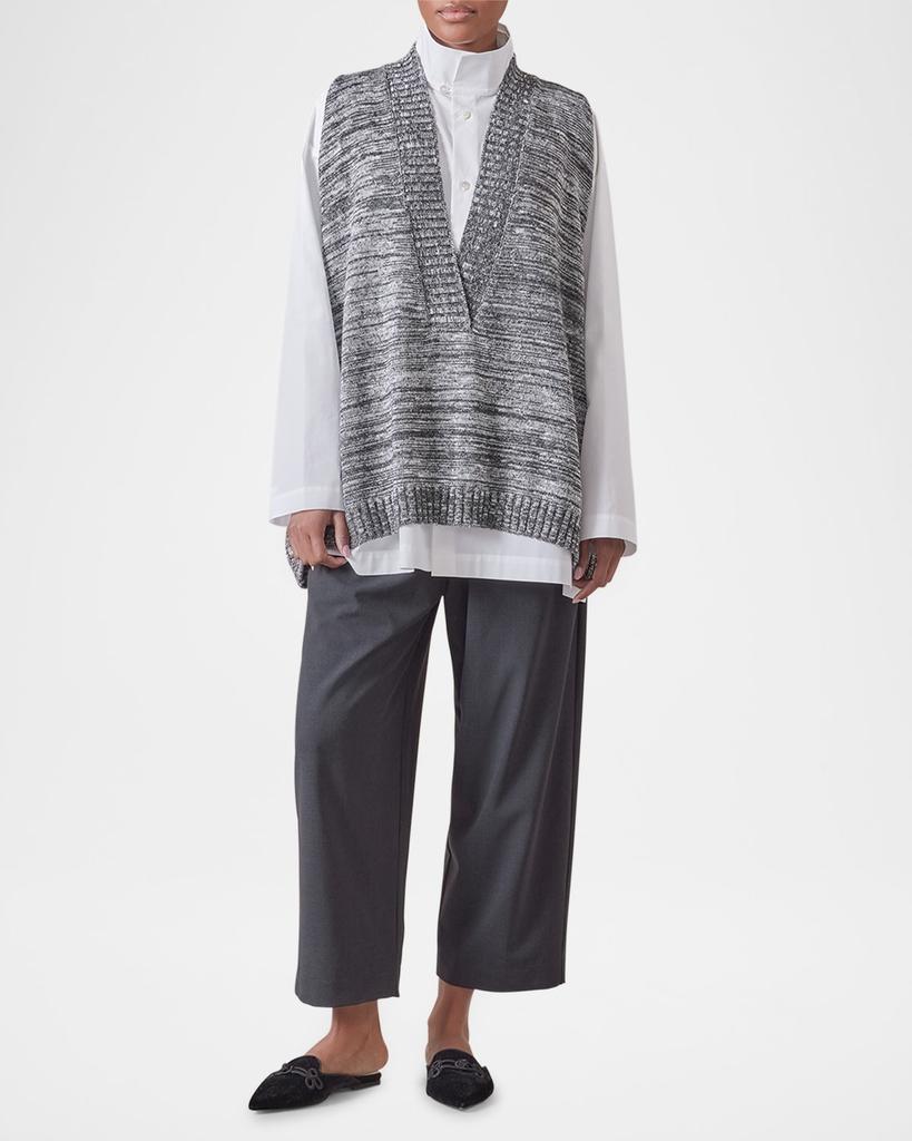 Eskandar A-Line Sleeveless V Sweater (Mid Plus Length)