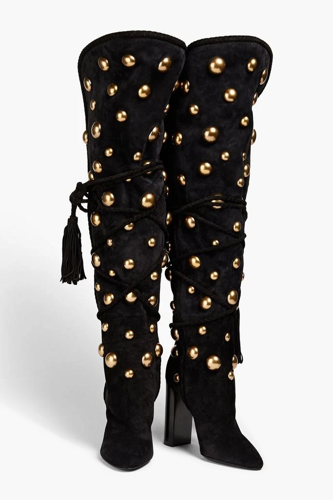 Yves Saint Laurent Studded suede thigh boots 3