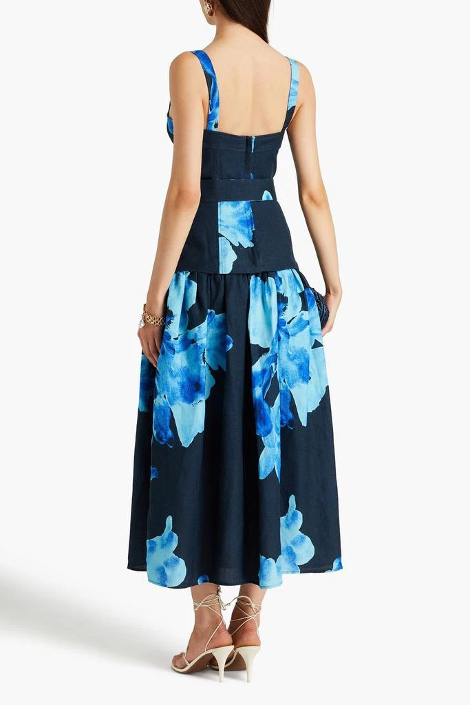 NICHOLAS Belted floral-print linen-blend midi dress 3