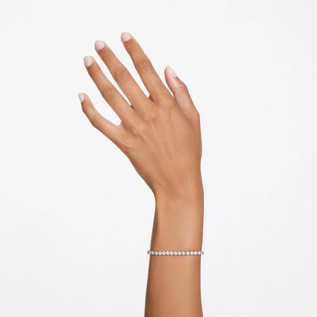 Swarovski Matrix tennis bracelet round cut pink rhodium plated 2