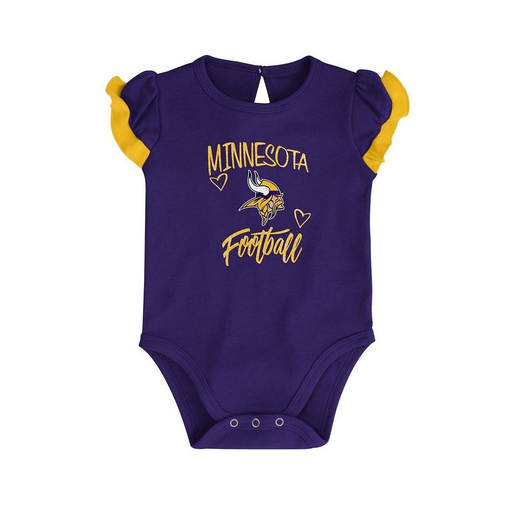 Outerstuff Newborn and Infant Boys and Girls Purple, Gold Minnesota Vikings Too Much Love Two-Piece Bodysuit Set