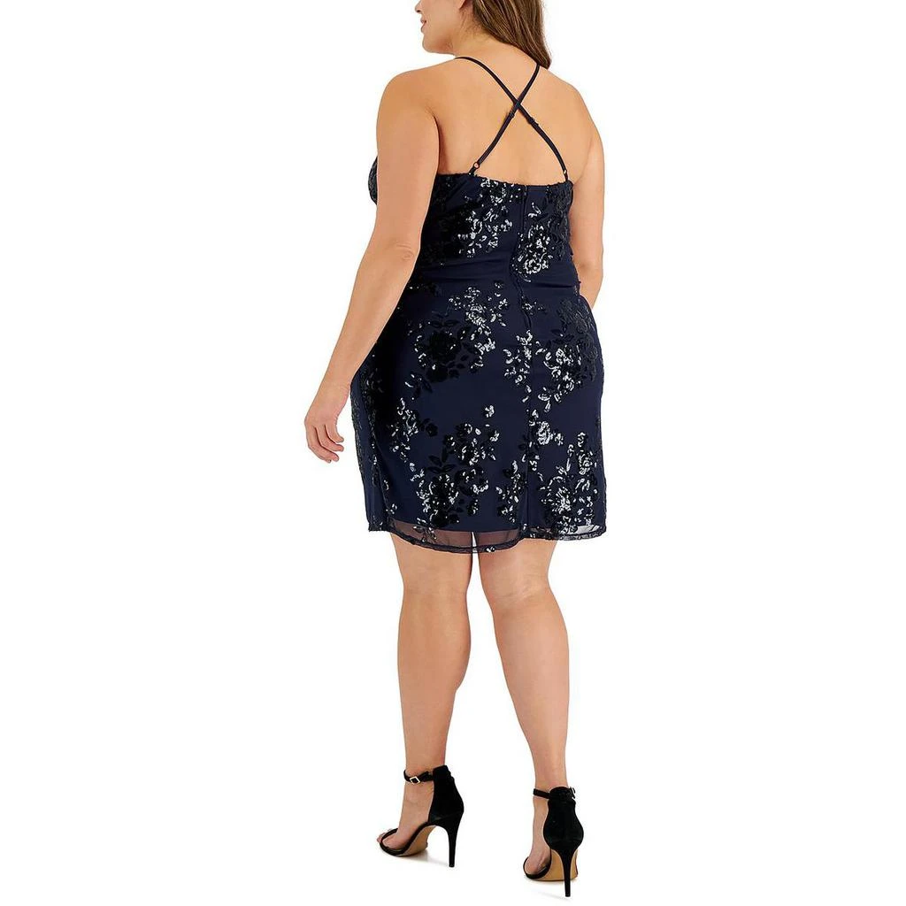 Speechless Plus Womens Mesh Embellished Cocktail and Party Dress 2