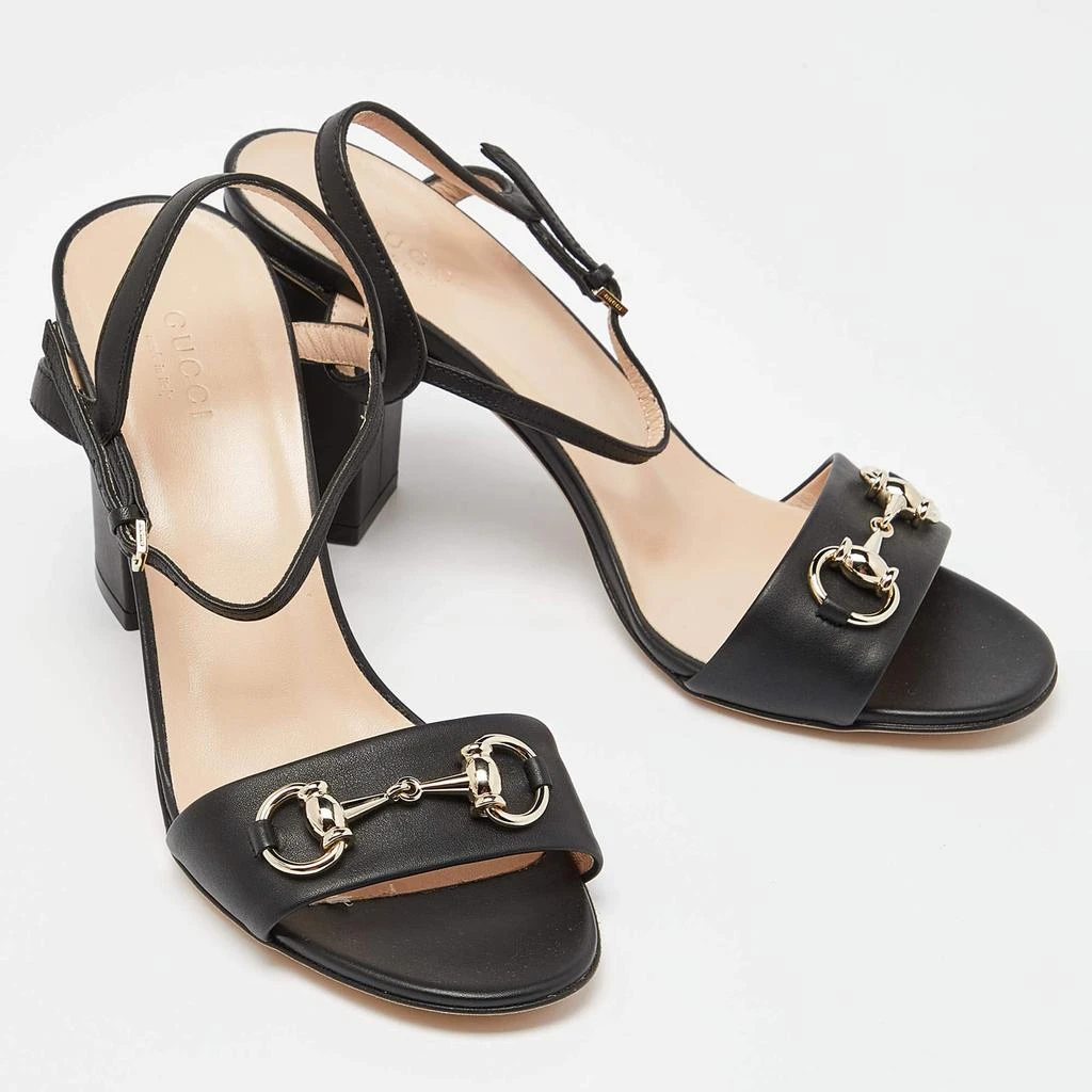 Gucci Gucci Black Leather Horsebit Ankle Strap Sandals Size 38 4